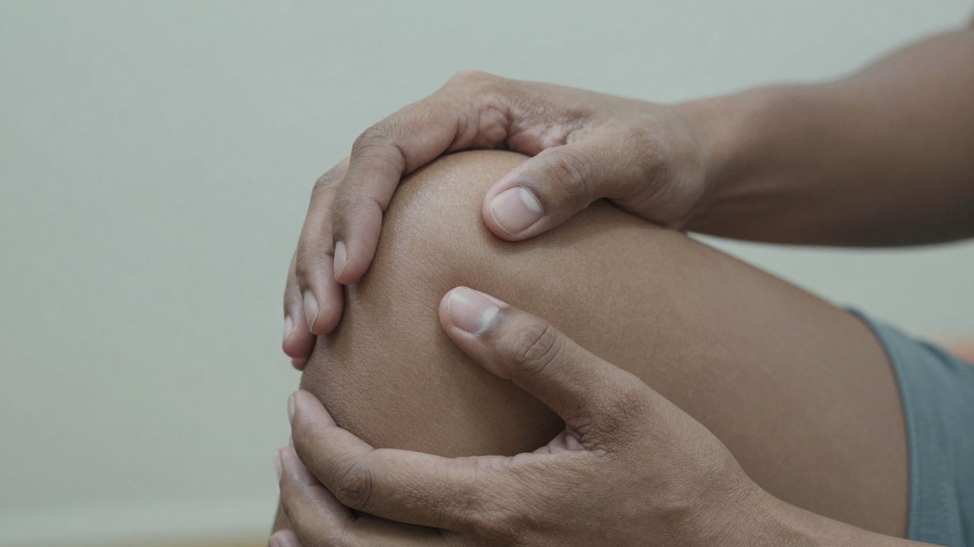 Person holding knee in discomfort